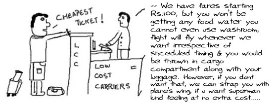 Low Cost Carriers, No frill airlines, india, air deccan, humor, satire, webcomics