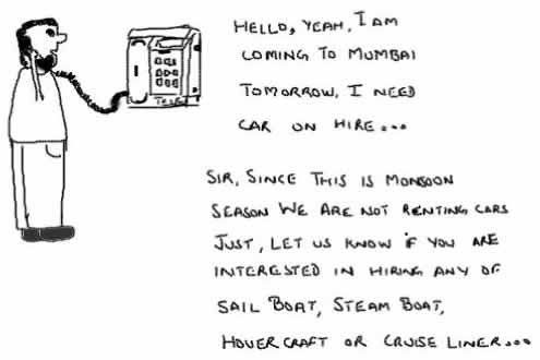 Cab Taxi on Hire, rains, floods, water logging,mumbai, delhi, india, jokes