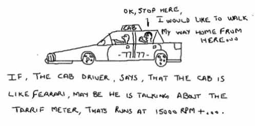 Cab Meter,Taxi tarrif,car on hire,insane,ferrari rpm,jokes