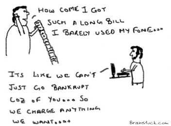 Long  wrong phone Bills, extra charges in bills,cartoons,toons,insane