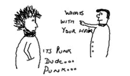 Punk hairstyle,hippies,contemporary style,rock heavy metal inspired