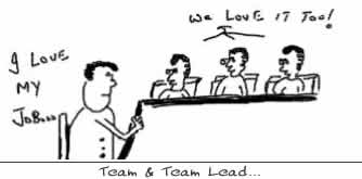 We too love your job,corporate work humor cartoons project manager team leader,