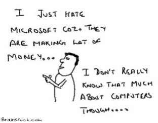 Hating Microsoft, Anti Windows, Against Bill Gates, Microsoft Sucks cartoons, satire, insane toons