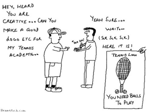 Tennis Logo or T-Shirt Cartoon, You need balls to play, Tennis Balls Racquet/Rackets, Sports,