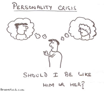 Personality Crisis,Should I be him or Her?, Inferiority Superiority Complex,People,cartoon