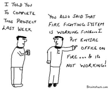 its-not-working you also said that fire fighting system is working fine, I put office on fire and Its not working, cartoons