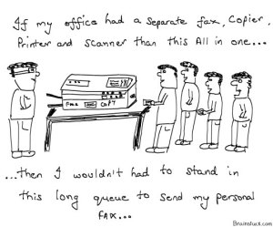 All in One, Using Office Printer Fax Copier for personal use,Long queue,Office stationary