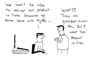 mysql-or-my-sql If MySQL is not working use Someone else,s SQL - Programming/Coding Cartoon, Software, Database,Insane
