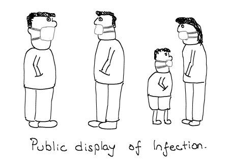 Public Display of Affection, Swine Flu Masks and Infection, H1N1, Cartoons, Epidemic