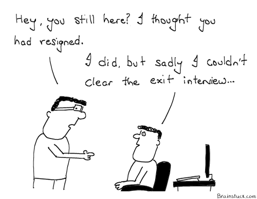 Exit Interview, Work, Office, Humor, Stringent Interviews, resign, Resignation, Last Company, Organisations, Employee, Employer, Jobs, HR, Dukaan, Office