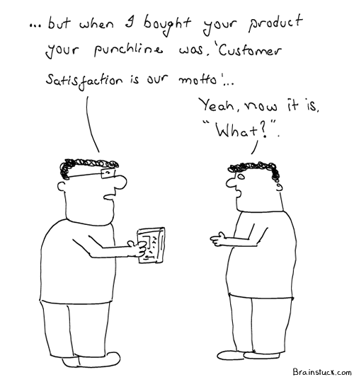 Motto, Change of Plans, Punchline, Customer Satistfaction, B2C, Consumer, Comics, Business Ethics, cartoons