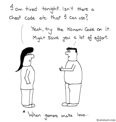 Konami Code, Cheat Codes, Sex, Comics, Cartoons, Humor, Gamers, Hardcore, Gaming, Make Love, Tired, Couple, Conversation, Handjob,  Tugjobs, toons, Insane